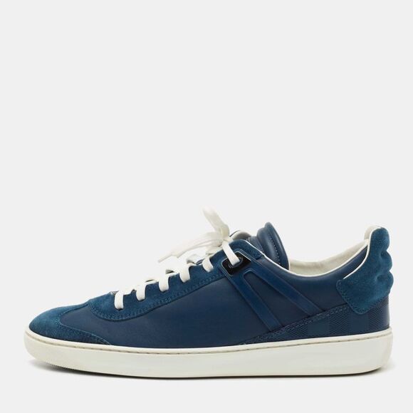 Louis Vuitton Blue Leather and Suede Low Top Sneakers Size 40.5 - Picture 1 of 4